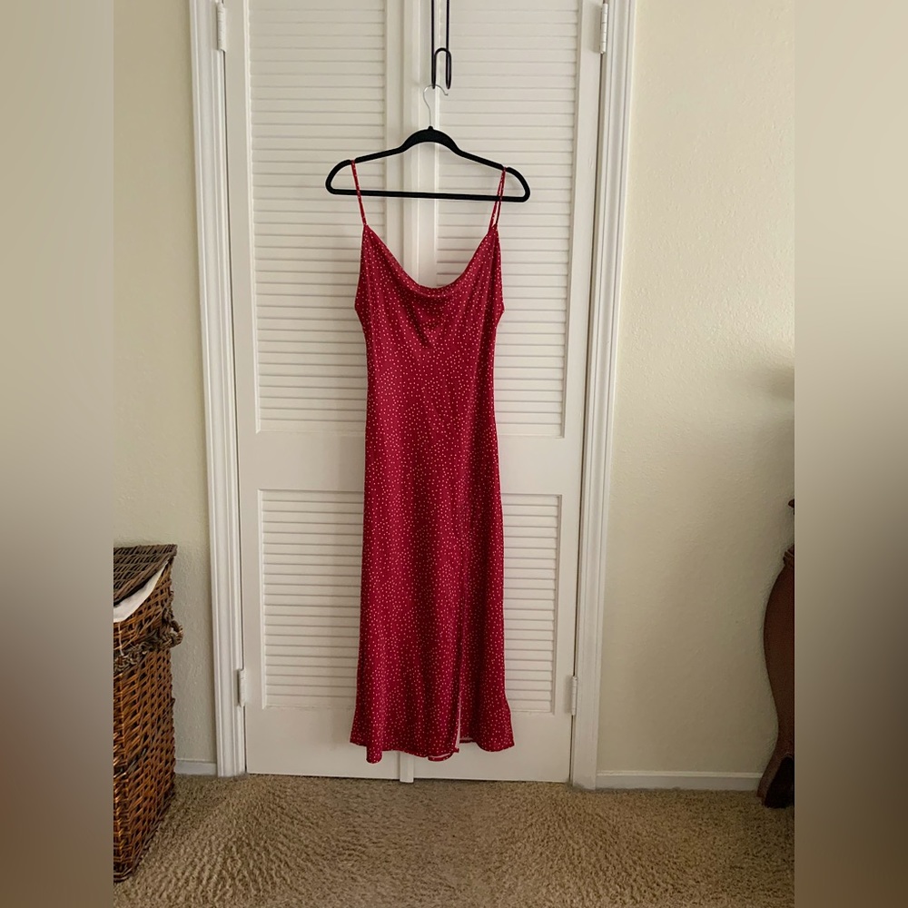 Paper Heart Red Polka Dot slip dress L